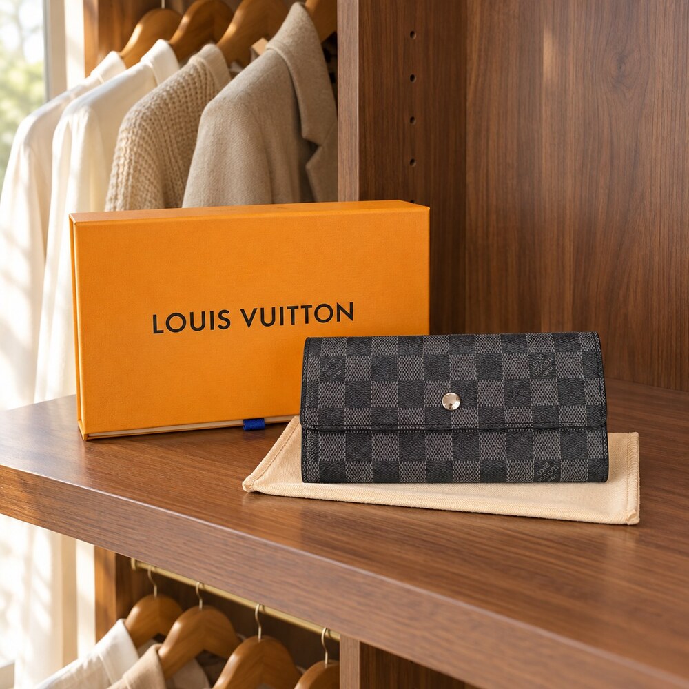 Louis Vuitton Sarah Wallet Damier Graphite Canvas